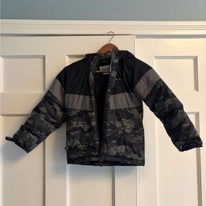 Columbia Kids Camo Puffer Jacket - Black and Gray